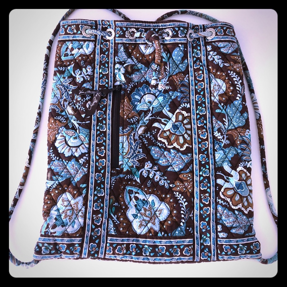 Vera Bradley Java Blue Drawstring Backpack - image 1